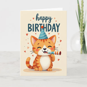 Carte d'anniversaire de chaton joyeux