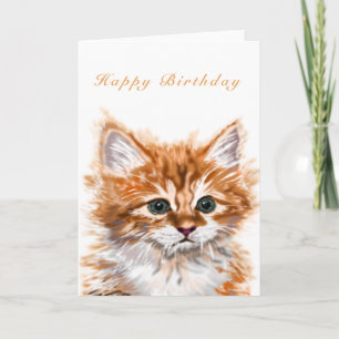 Carte d'anniversaire de chaton mignon avec texte p
