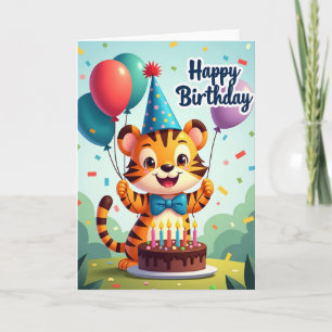 Carte d'anniversaire de chaton rayé