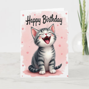 Carte d'anniversaire de chaton riant
