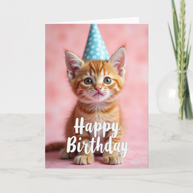 Carte d'anniversaire de chaton roux (Devant)