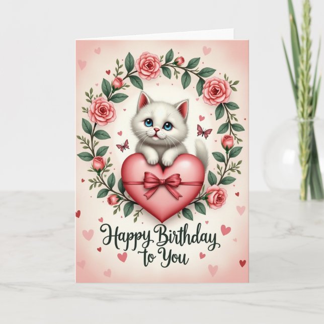 Carte d'anniversaire de chaton saphir (Devant)