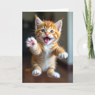 Carte d'anniversaire de chaton sauteur