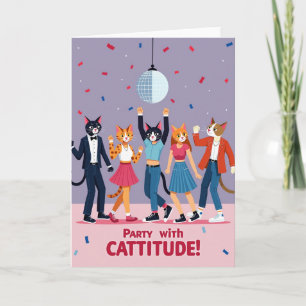 Carte d'anniversaire de chats dansants