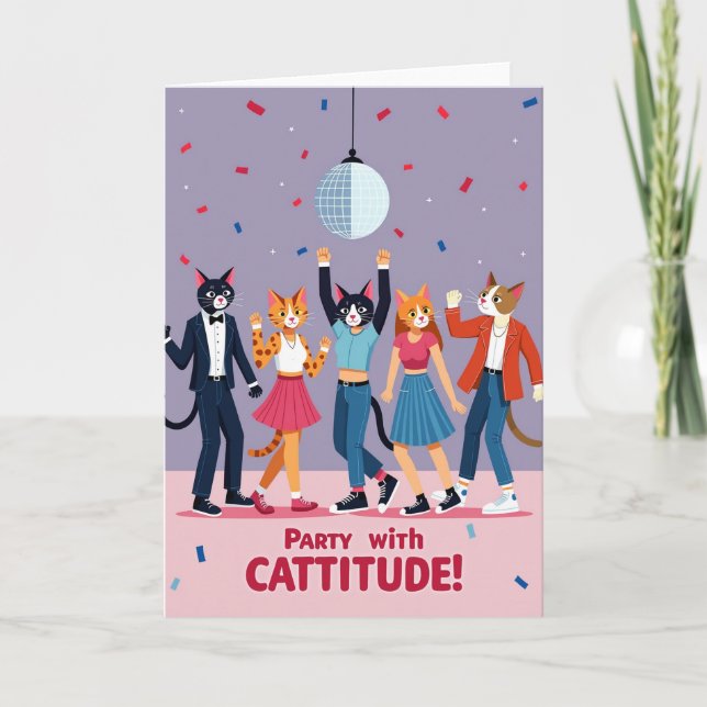 Carte d'anniversaire de chats dansants (Devant)