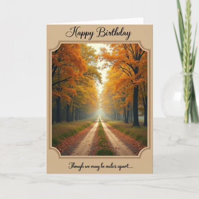 Carte d'anniversaire de chemin d'automne (Devant)