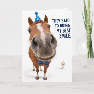 Carte d'anniversaire de cheval drôle   Gros Dents 