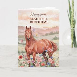 Carte d'anniversaire de cheval pour femmes