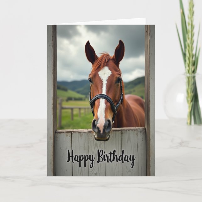 Carte d'anniversaire de cheval rustique (Devant)