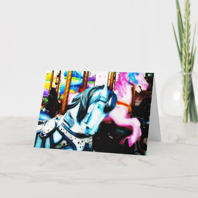 Carte d'anniversaire de chevaux de manège (Devant)