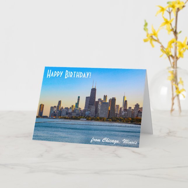 Carte d'anniversaire de Chicago (Fleur jaune)