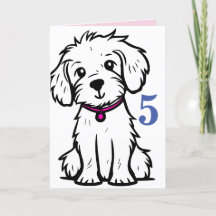 Carte d'anniversaire de chien, Bonne 5e carte d'an