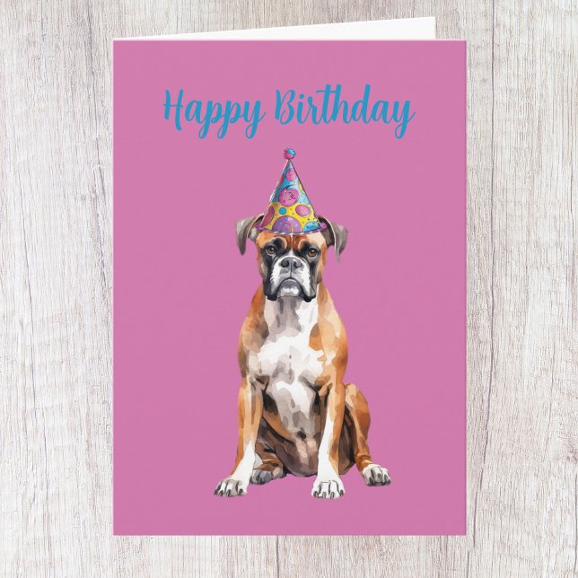 Carte d'anniversaire de chien Boxer Mignon (Créateur téléchargé)