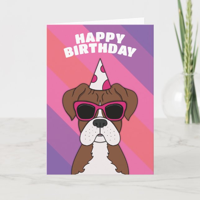 Carte d'anniversaire de chien de boîte mignonne (Devant)