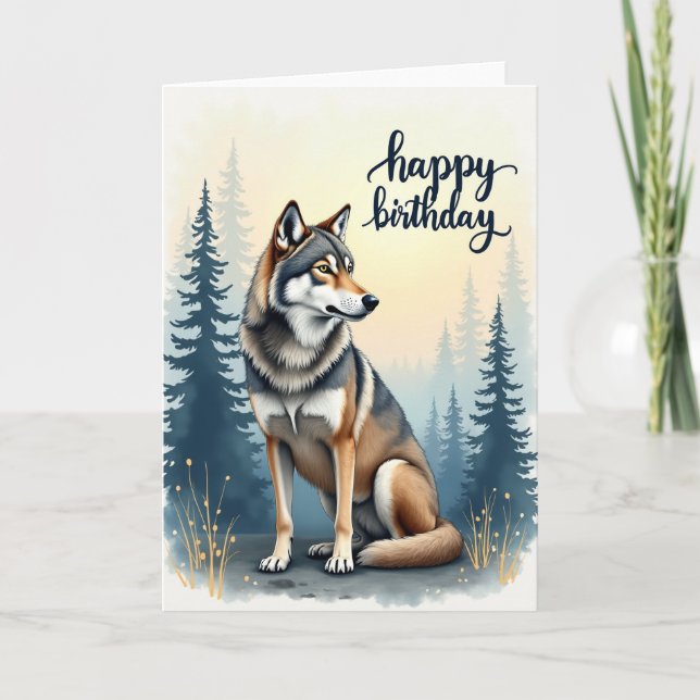 Carte d'anniversaire de chien de forêt (Devant)