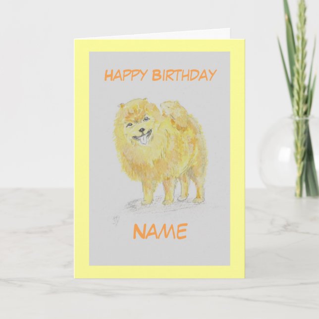 Carte d'anniversaire de Chien de Pomérain, ajouter (Devant)