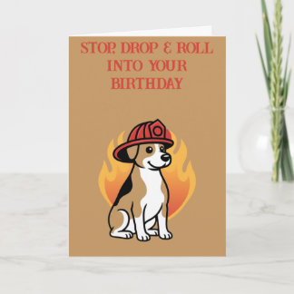 Carte d'anniversaire de chien de pompier