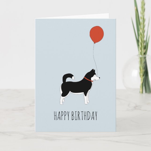 Carte d'anniversaire de chien de traîneau sibérien (Devant)