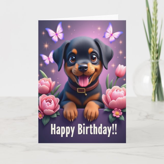 Carte d'anniversaire de chien en peluche (Devant)