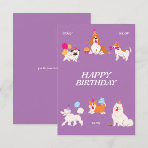 Carte d'anniversaire de chien Illustrator violet c