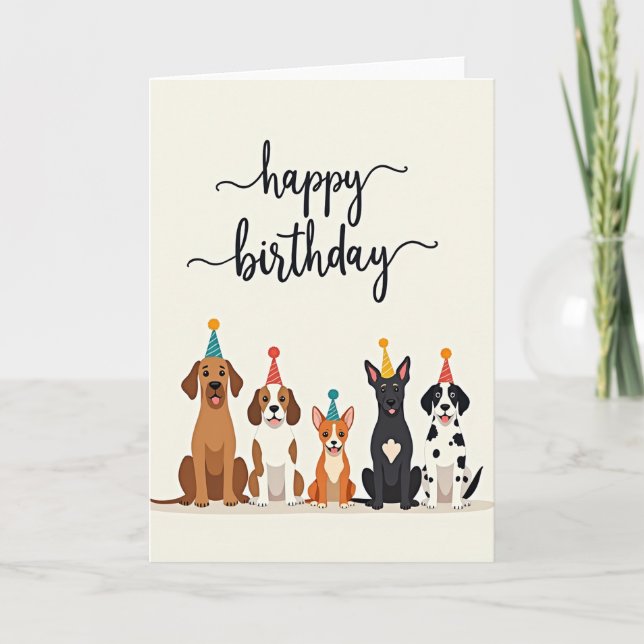 Carte d'anniversaire de chien joueur (Devant)
