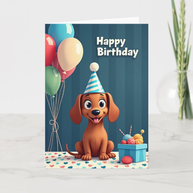 Carte d'anniversaire de chien mignon (Devant)