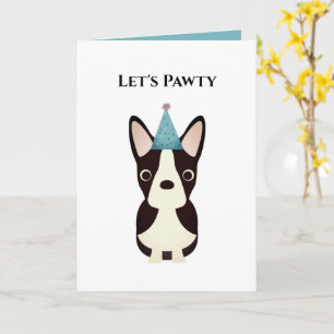 Carte d'anniversaire de chien, Pawty Boston Terrie