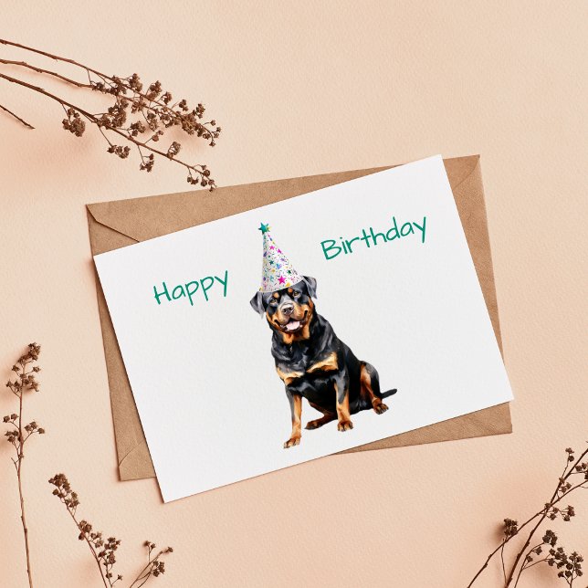 Carte d'anniversaire de chien Rottweiler mignon (Créateur téléchargé)