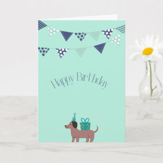 Carte d'anniversaire de chien saucisse mignon