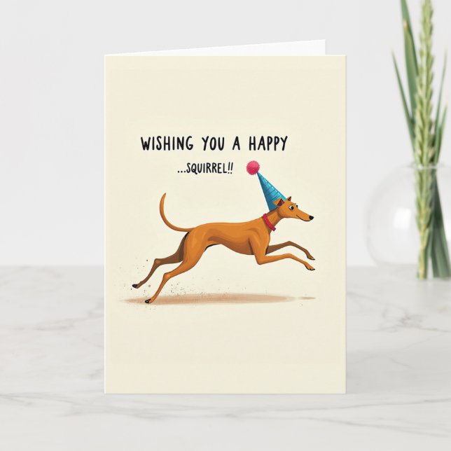 Carte d'anniversaire de chien sautant ludique (Devant)