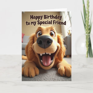 Carte d'anniversaire de chien souriant