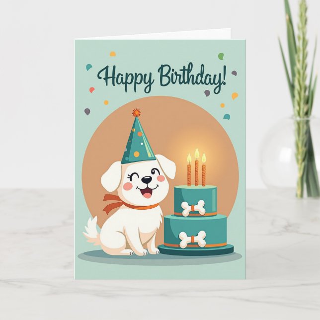 Carte d'anniversaire de chiot clin d'œil (Devant)
