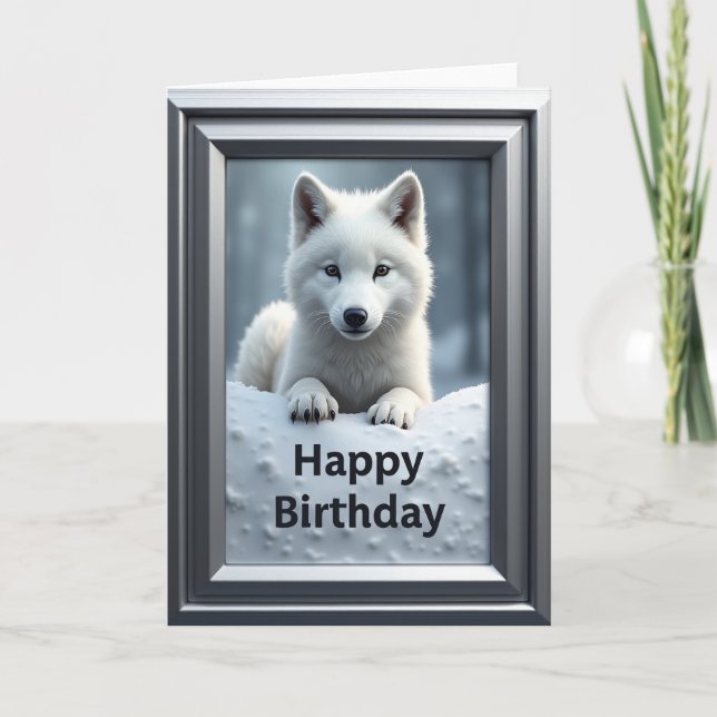 Carte d'anniversaire de chiot d'hiver (Devant)
