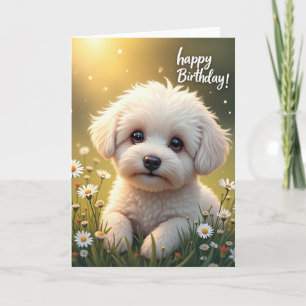 Carte d'anniversaire de chiot ensoleillée