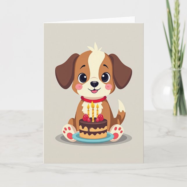 Carte d'anniversaire de chiot mignon (Devant)