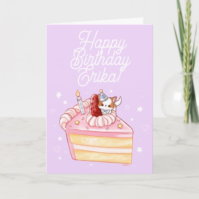 Carte d'anniversaire de chiot Pomchi mignonne (Devant)