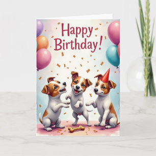 Carte d'anniversaire de chiots dansants