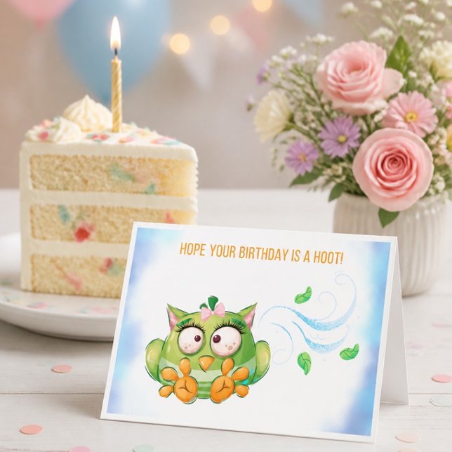 Carte d'anniversaire de chouette colorée drôle (Créateur téléchargé)
