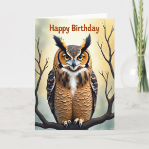 Carte d'anniversaire de chouette enflammée