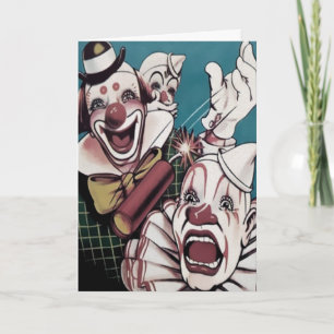Carte d'anniversaire de clown vintage étrange