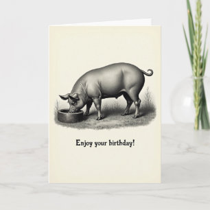 Carte d'anniversaire de cochon gravée