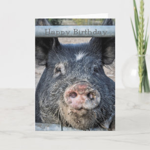 carte d'anniversaire de cochon mignon