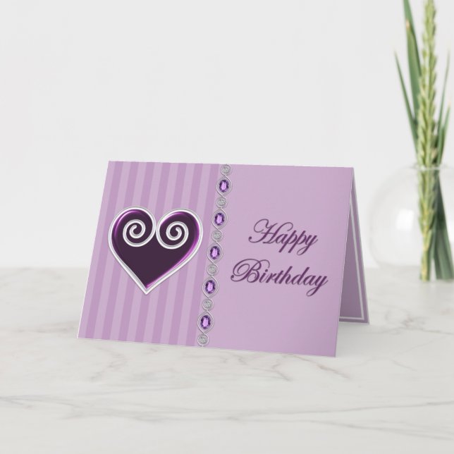 Carte d'anniversaire de coeur et de bijoux (Devant)