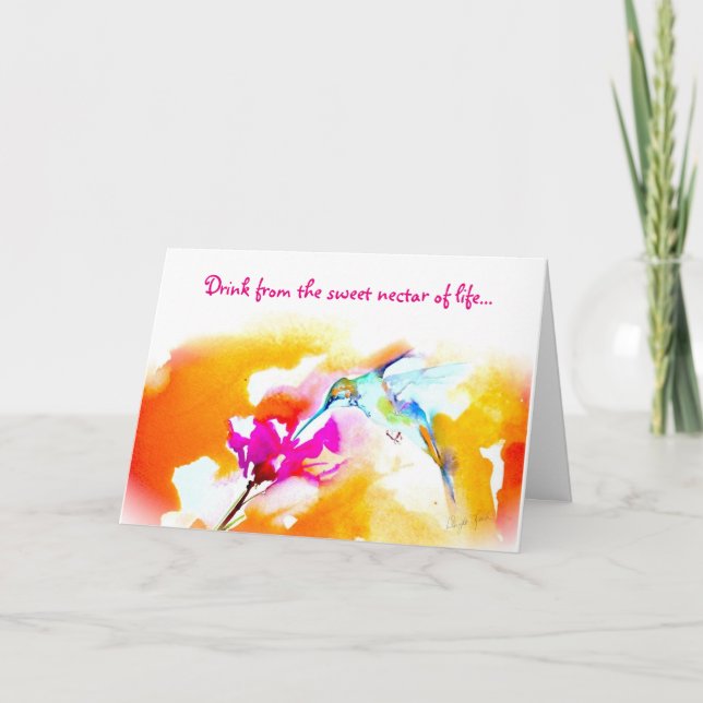 Carte d'anniversaire de colibri "de nectar doux" (Devant)