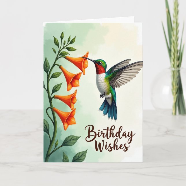 Carte d'anniversaire de colibri joyeuse (Devant)