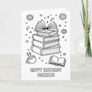 carte d'anniversaire de coloriage DIY pliée