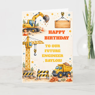 Carte d'anniversaire de construction joyeux annive