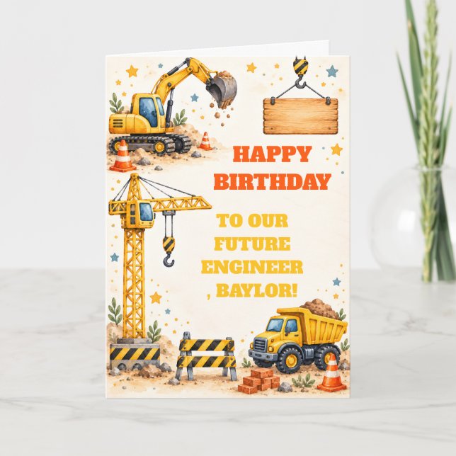 Carte d'anniversaire de construction joyeux annive (Devant)