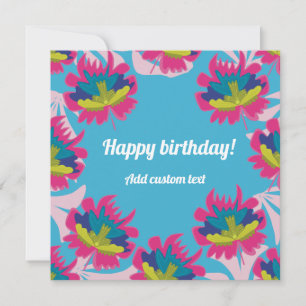 Carte d'anniversaire de couleur bleu tropical