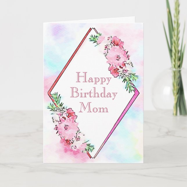 Carte d'anniversaire de couleur rose pour maman (Devant)